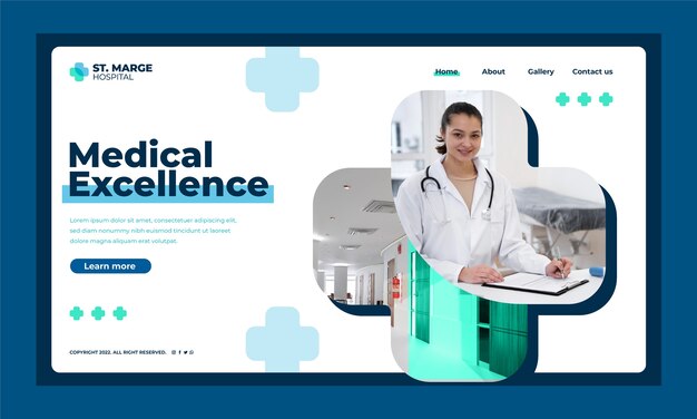 Página de destino de medicina estética de design plano