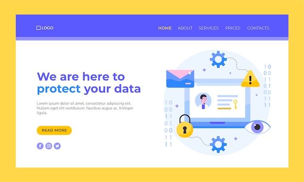 Página de destino de privacidade de dados de design plano