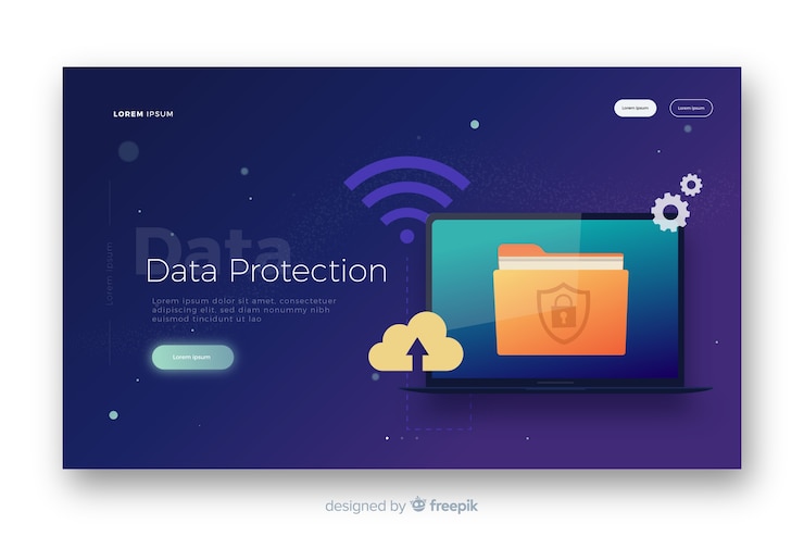 Vetor grátis página de destino de proteção de dados