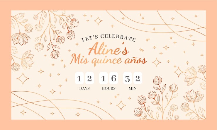 Vetor grátis página de destino de quinceanera floral gradiente