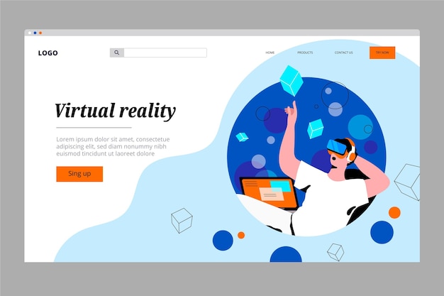 Vetor grátis página de destino de realidade virtual