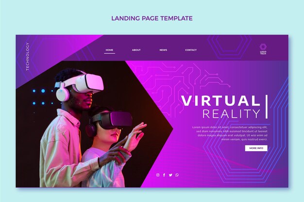 Página de destino de tecnologia mínima de design plano