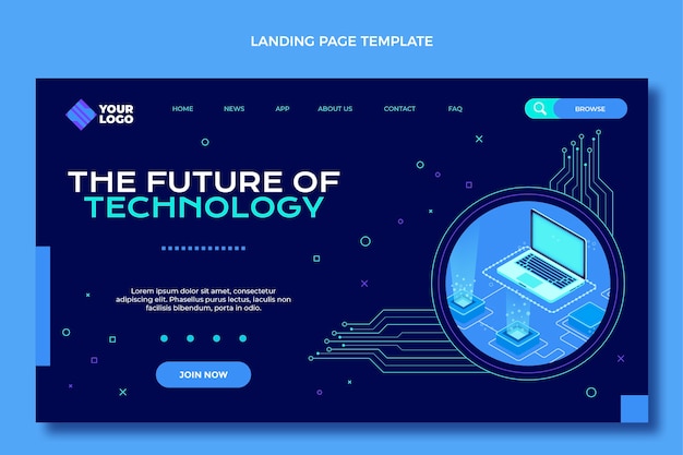 Vetor grátis página de destino de tecnologia mínima de design plano