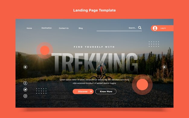Página de destino de trekking de design plano