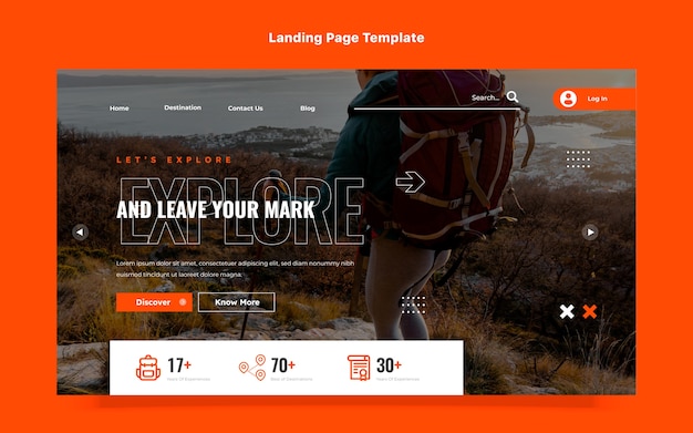 Vetor grátis página de destino de trekking de design plano