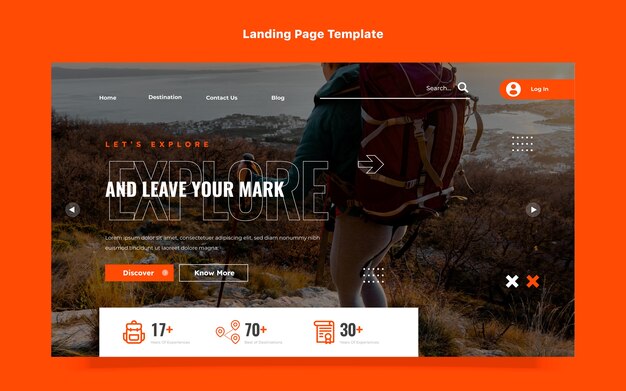 Página de destino de trekking de design plano