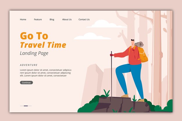 Página de destino de viagem bonita