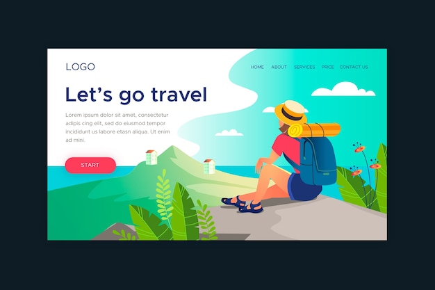 Página de destino de viagem bonita
