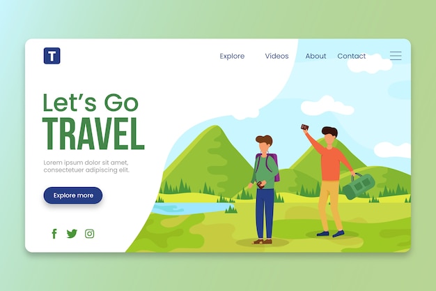 Página de destino de viagem bonita
