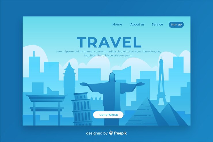 Vetor grátis página de destino de viagem com ilustração