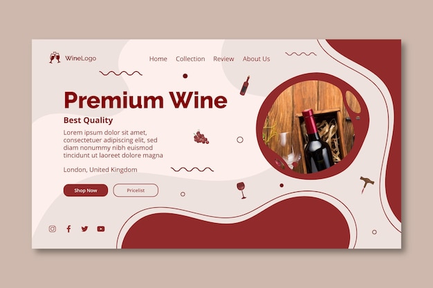 Vetor grátis página de destino de vinhos premium