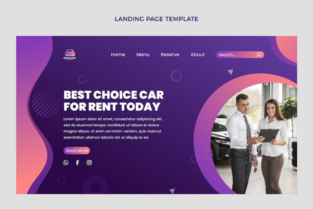 Vetor grátis página de destino do aluguel de carros com gradiente