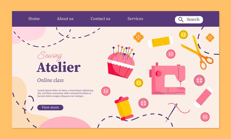 Vetor grátis página de destino do ateliê de design desenhado à mão