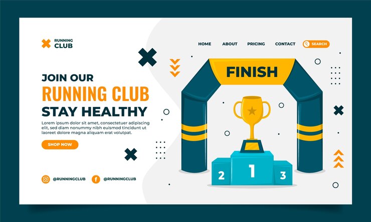 Vetor grátis página de destino do clube de corrida
