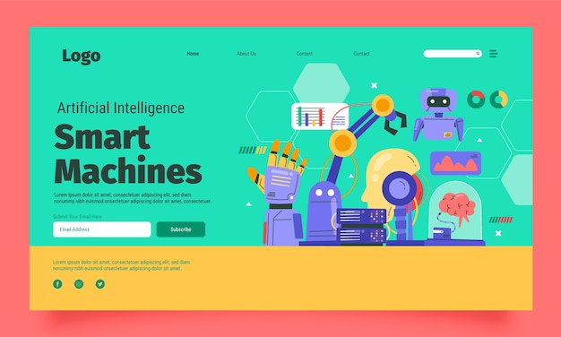 Vetor grátis página de destino do conceito de inteligência artificial
