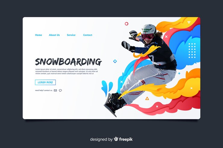 Vetor grátis página de destino do esporte de snowboard