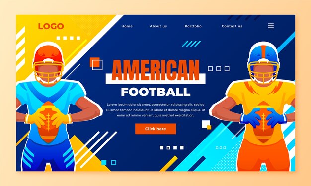Página de destino do futebol americano gradiente