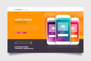 Vetor grátis página de destino do modelo com smartphone