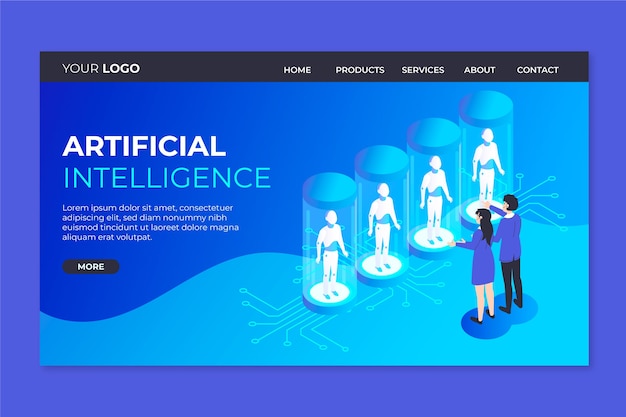 Vetor grátis página de destino do modelo de inteligência artificial
