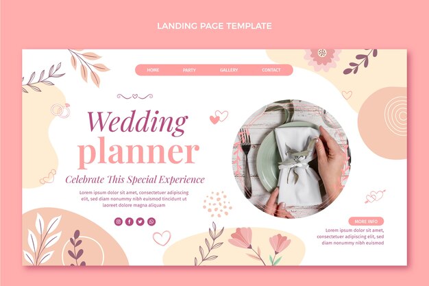 Página de destino do planejador de casamento desenhado à mão