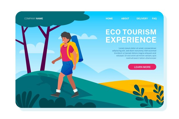 Página de destino do turismo ecológico