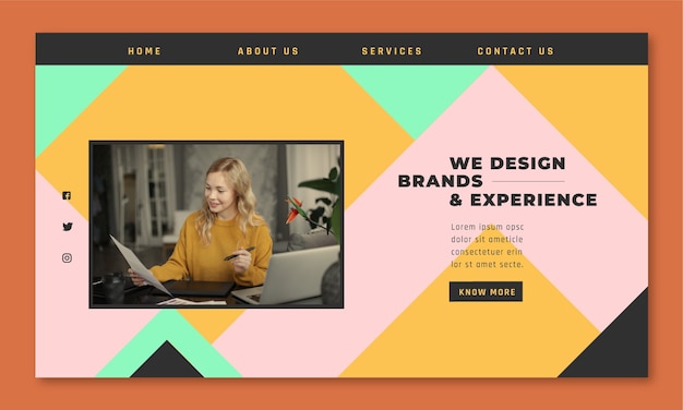 Página de destino do web designer de design plano