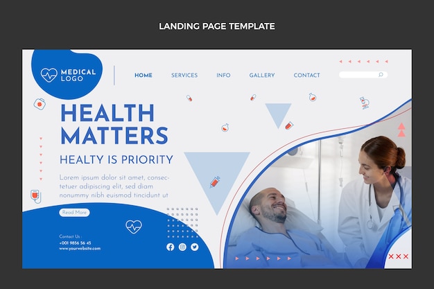 Página de destino médica de design plano
