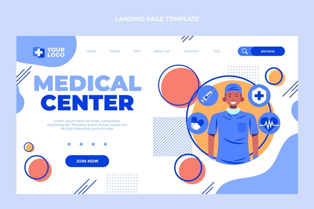 Página de destino médica de design plano