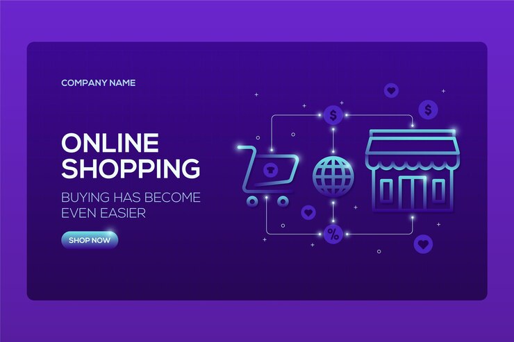 Vetor grátis página de destino on-line de compras futurista