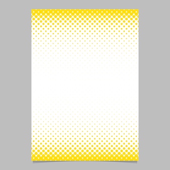 Página de padrão de círculo de meio-tom abstrato, modelo de folheto - design de fundo do flyer de vetores com pontos amarelos