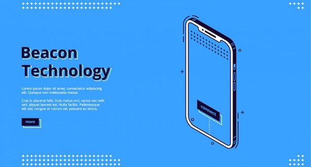 Vetor grátis página inicial da tecnologia beacon com smartphone