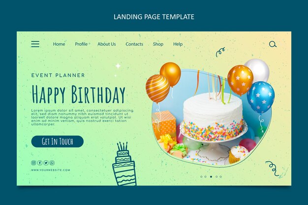Página inicial de aniversário de textura gradiente