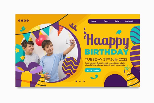 Página inicial de aniversário infantil