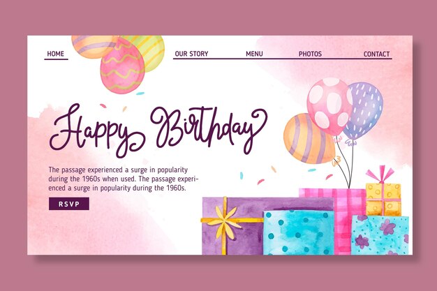 Página inicial de aniversário infantil