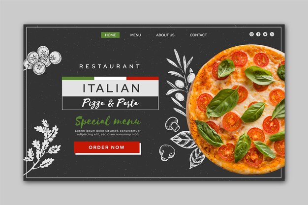 Página inicial de comida italiana