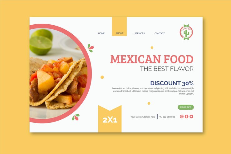 Vetor grátis página inicial de comida mexicana