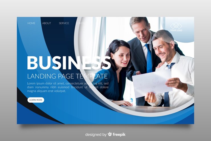 Vetor grátis página inicial de empresas com foto