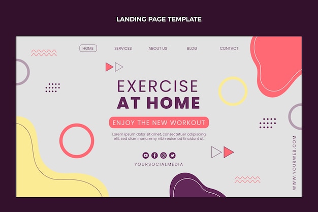 Vetor grátis página inicial de fitness de design plano