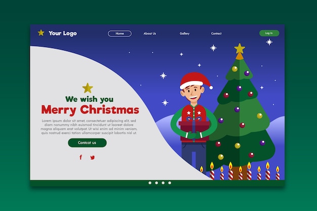 Vetor grátis página inicial de natal em design plano