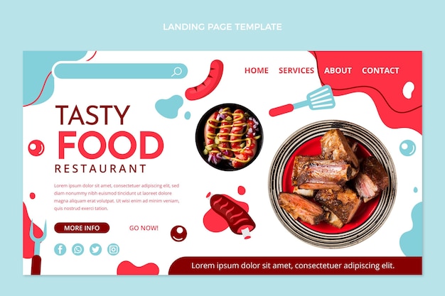 Vetor grátis página inicial de salsicha saborosa de design plano