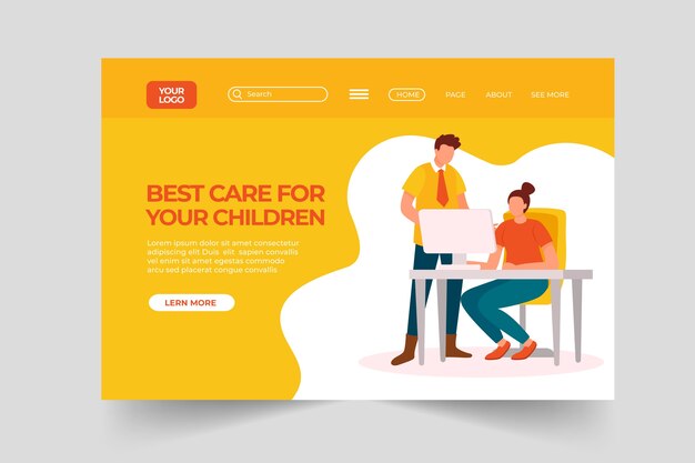 Página inicial de tutoria de design plano desenhado à mão