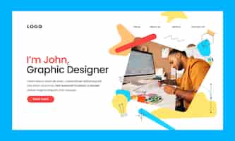 Vetor grátis página inicial do designer gráfico de design plano