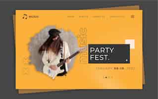 Vetor grátis página inicial do festival de música de design plano