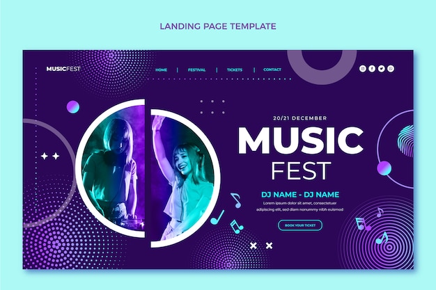 Página inicial do festival de música em meio-tom gradiente