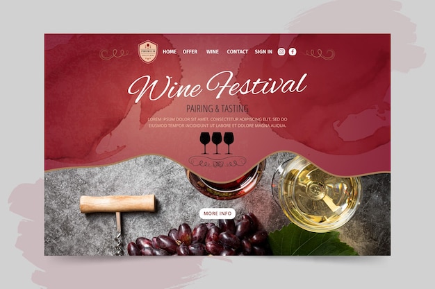 Vetor grátis página inicial do festival de vinho