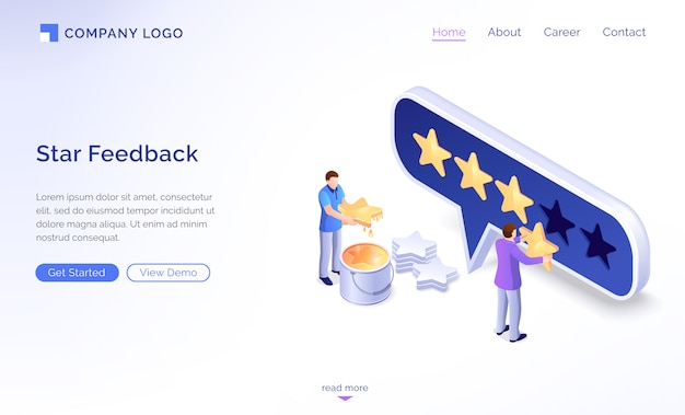 Vetor grátis página inicial do modelo de feedback de estrela
