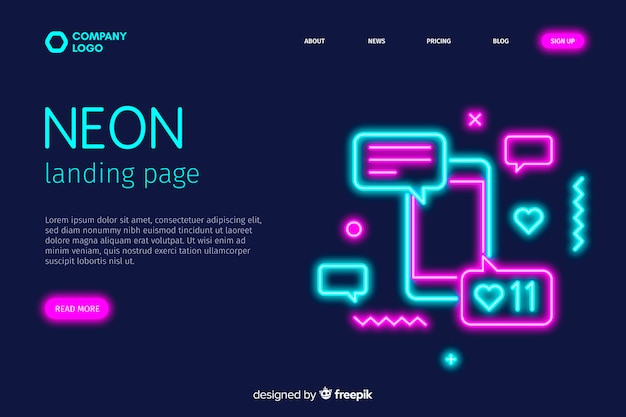 Vetor grátis página inicial em luzes de neon para smartphone