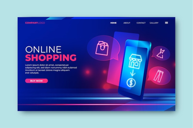 Página inicial futurista de compras on-line