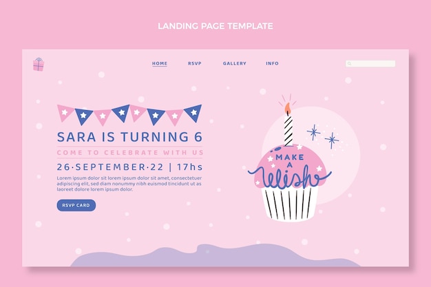 Página inicial mínima de aniversário de design plano
