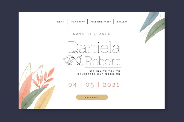Página inicial mínima de casamento